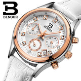 Switzerland Binger watches women luxury quartz waterproof genuine leather strap Chronograph Wristwatches BG6019-W6 - Urban Vault