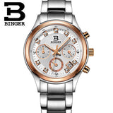 Switzerland Binger watches women luxury quartz waterproof genuine leather strap Chronograph Wristwatches BG6019-W6 - Urban Vault