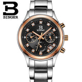 Switzerland Binger watches women luxury quartz waterproof genuine leather strap Chronograph Wristwatches BG6019-W6 - Urban Vault