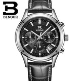 Switzerland BINGER watches men luxury brand Quartz waterproof genuine leather strap auto Date Chronograph Wristwatches BG6019-M - Urban Vault