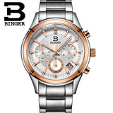 Switzerland BINGER watches men luxury brand Quartz waterproof genuine leather strap auto Date Chronograph Wristwatches BG6019-M - Urban Vault