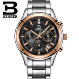 Switzerland BINGER watches men luxury brand Quartz waterproof genuine leather strap auto Date Chronograph Wristwatches BG6019-M - Urban Vault