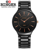 Switzerland luxury brand Wristwatches Binger ceramic quartz watches men lovers style 300M Water Resistance B8006B-2 - Urban Vault
