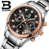 Switzerland Binger watches women luxury quartz waterproof full stainless steel Chronograph Wristwatches BG6019-W3 - Urban Vault