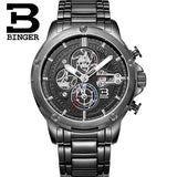Switzerland watches men luxury brand Wristwatches BINGER Quartz watch full stainless steel Chronograph Diver glowwatch B6009 - Urban Vault