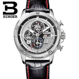 Switzerland watches men luxury brand Wristwatches BINGER Quartz watch full stainless steel Chronograph Diver glowwatch B6009 - Urban Vault