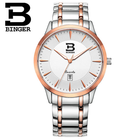Swiss Wristwatches BINGER business sport men quartz watches sapphire full stainless steel Water Resistance gold BG-0390 - Urban Vault