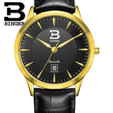 Switzerland Wristwatches BINGER business sport men quartz watches sapphire leather strap Water Resistance BG-0392 luxury brand - Urban Vault