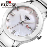 Switzerland Binger ceramic wristwatches Women fashion quartz watch rhinestone Lovers watches 100M Water Resistance B-8007 - Urban Vault