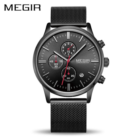 MEGIR Harvard Watch Men Stainless Steel Quartz Men Watches Chronograph Watch Clock Men Relogio Masculino for Male Students Relogios - Urban Vault