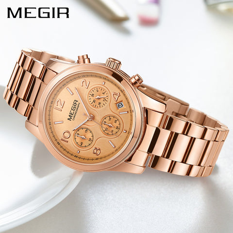 MEGIR Elegant Chronograph Women Watches Relogio Feminino Luxury Brand Ladies Sport Wrist Watch Clock Girl Lovers Wristwatches Hour xfcs - Urban Vault