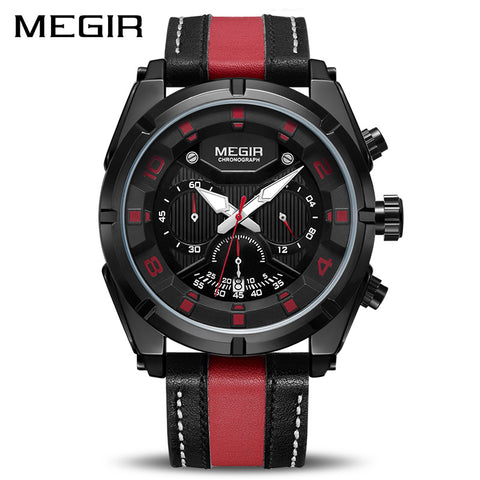MEGIR Endurance Chronograph Sport Watch Men Quartz Wristwatches Clock Fashion Leather Army Military Watches Hour Time Relogio Masculino - Urban Vault
