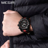 MEGIR Endurance Chronograph Sport Watch Men Quartz Wristwatches Clock Fashion Leather Army Military Watches Hour Time Relogio Masculino - Urban Vault