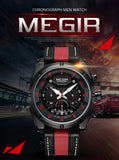MEGIR Endurance Chronograph Sport Watch Men Quartz Wristwatches Clock Fashion Leather Army Military Watches Hour Time Relogio Masculino - Urban Vault
