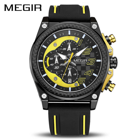 Creative MEGIR Race Chronograph Sport Watch Men Silicone Army Military Wrist Watches Clock Men Top Brand Luxury Relogio Masculino - Urban Vault