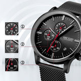 MEGIR Harvard Watch Men Stainless Steel Quartz Men Watches Chronograph Watch Clock Men Relogio Masculino for Male Students Relogios - Urban Vault