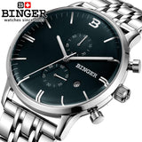 Switzerland watches men luxury brand Wristwatches BINGER Quartz watch glowwatch full stainless steel Chronograph Diver B1122-2 - Urban Vault